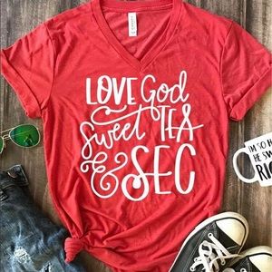 ‘Love God, sweet tea, & the SEC’ Bella canvas tee